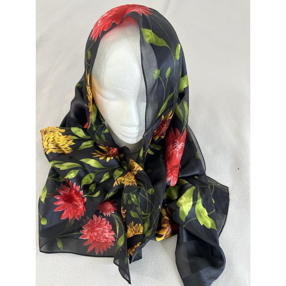 Womens Scarf Rectangle Back Floral 62"x15"